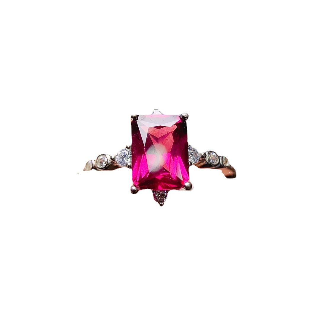 Factory wholesale explosions natural garnet ring S925 silver inlaid main stone 6*8 selling Europe and the United States a generation of hair