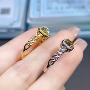 Factory wholesale explosions natural tourmaline ring S925 silver inlaid main stone 5*5 selling Europe and the United States a generation of hair