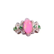 Factory wholesale explosions natural powder Opal ring S925 silver inlaid main stone 5*9 hot Europe and the United States a generation of hair
