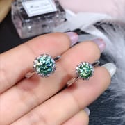 Green Mosang Diamond GRA Certificate Black Card Waist Code 925 Silver Plated Platinum New Women's Ring