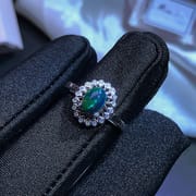 New Opal Ring 925 Silver Insert t Natural Black Opal Fire Color Full Gift for Girlfriend