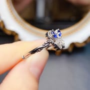 工厂批发爆款天然蓝宝石戒指S925银镶嵌主石3*4热销欧美一件代发