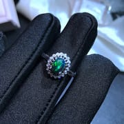 New Opal Ring 925 Silver Insert t Natural Black Opal Fire Color Full Gift for Girlfriend