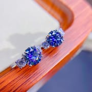 New 925 silver US imported Mosane diamond earrings 1 karat all kinds of color Mosane Diamond trembles live supply