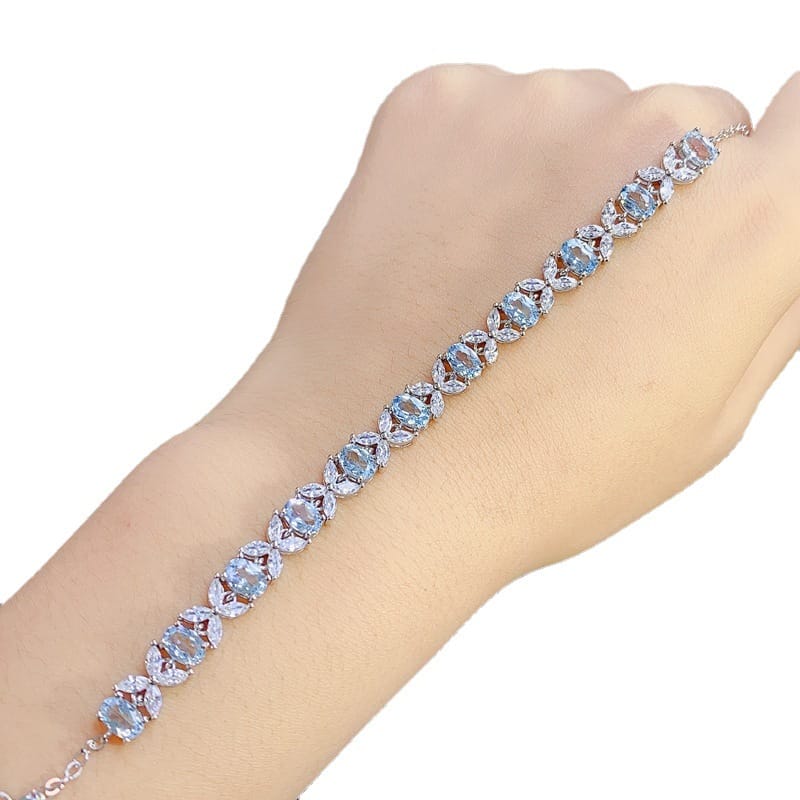New on the new natural Topaz bracelet 925 silver inlaid gift wholesale main stone 4*6 jewelry wholesale
