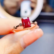 Factory wholesale explosions natural ruby ring S925 silver inlaid with the main stone 5*7 selling Europe and the United States a generation of hair
