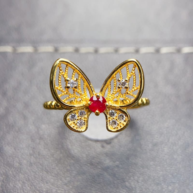 Natural ruby ring with 925 silver for 3*3mm