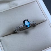 Real photo 1 karat London Blue Topaz ring simple new overlapping live 925 silver wholesale