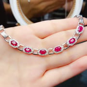 Live Supply Caibao Jewelry s925 Silver Inlaid Natural Old Burned Ruby Bracelet Fashionable Simple Accessories