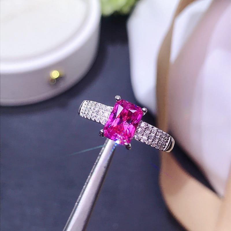 Loose ring pink diamond 925 silver inlaid 1 karat pink diamond female ring GRA certificate black card waist size