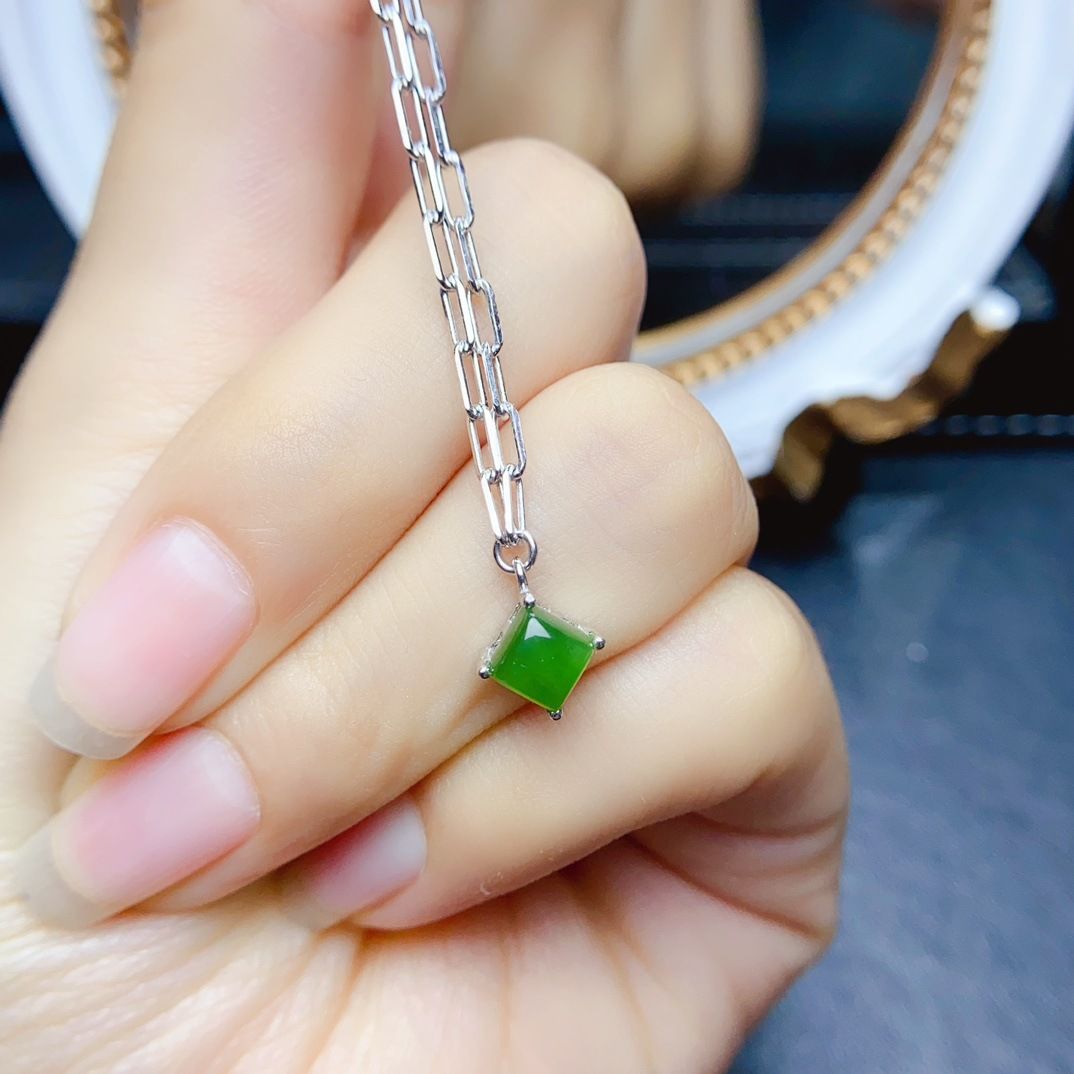 Factory wholesale explosions natural jasper necklace S925 silver inlaid main stone 6*6 selling Europe and the United States a generation