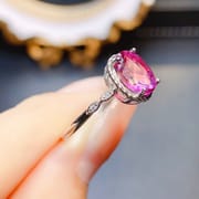 Factory wholesale explosions natural powder Topaz ring S925 silver inlaid main stone 7*9 selling Europe and the United States a piece