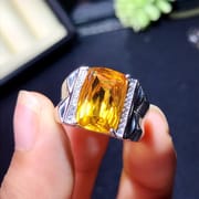 Topaz men's ring 925 silver inlaid Topaz ring live overlap live a generation of hair