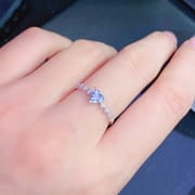 Natural Aquamarine Ring Princess Square 925 Sterling Silver Women's Ring Overseas E-Commerce Live Supply