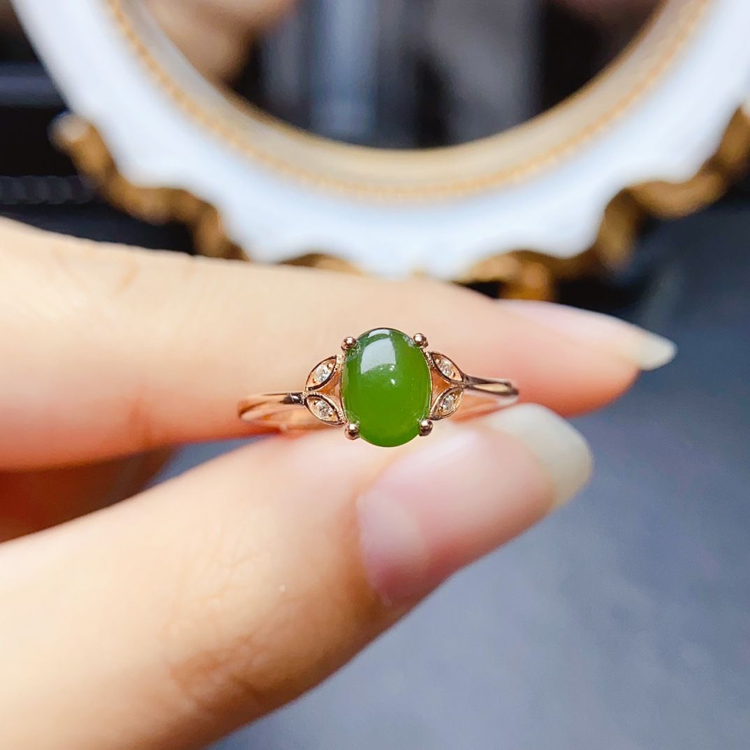 Factory wholesale explosions natural jasper ring S925 silver inlaid main stone 5*7 selling Europe and the United States a generation