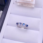 Japanese Style Entry Luxury Vitreous Natural Blue Moonlight Ring 925 Silver Ring