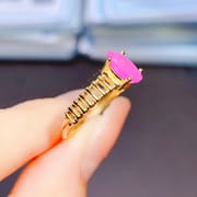 Factory wholesale explosions natural powder Opal ring S925 silver inlaid main stone 5*8 hot Europe and the United States a generation of hair
