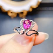Factory wholesale explosions natural powder Topaz ring S925 silver inlaid main stone 5*7 selling Europe and the United States a piece