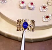 Net red 925 silver natural sapphire ring ladies trembles live color treasure wholesale