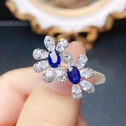 Factory wholesale explosions natural sapphire ring S925 silver inlaid with the main stone 4*6 selling Europe and the United States a generation of hair