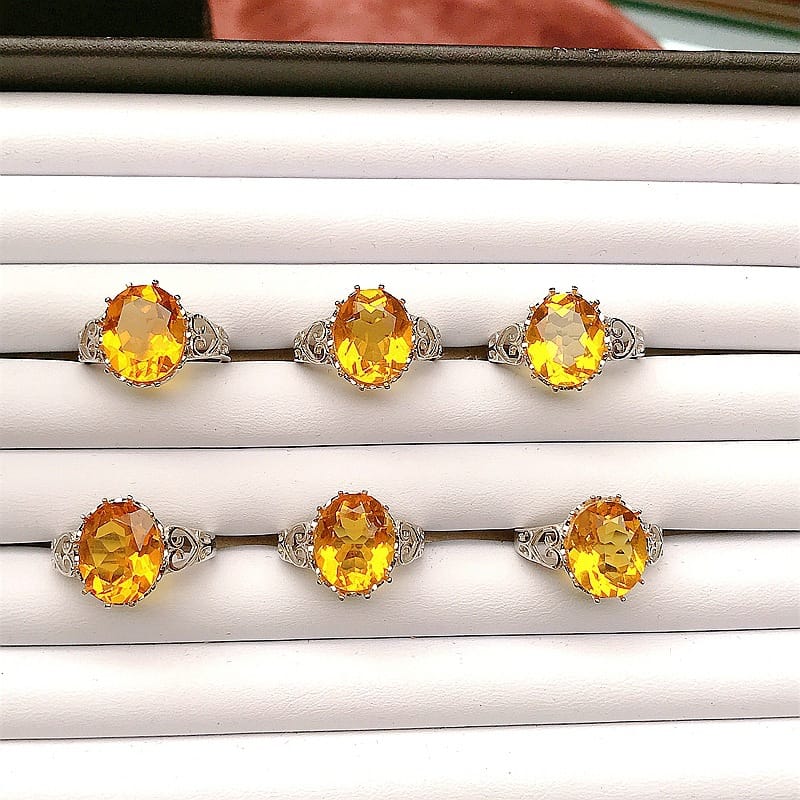 Clear inventory 925 silver inlaid citrine ring live overlapping live manufacturers do goods on behalf of a hair