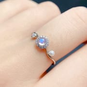 Moonstone ring 925 silver inlaid natural blue moonstone ring live ladies ring wholesale a generation of hair