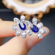 Factory wholesale explosions natural sapphire ring S925 silver inlaid with the main stone 4*6 selling Europe and the United States a generation of hair