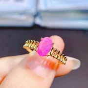 Factory wholesale explosions natural powder Opal ring S925 silver inlaid main stone 5*8 hot Europe and the United States a generation of hair