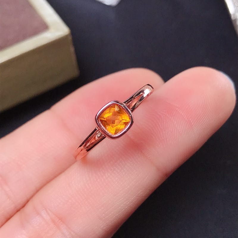 925 silver inlaid natural citrine ring live overlap live manufacturers do goods a generation of hair
