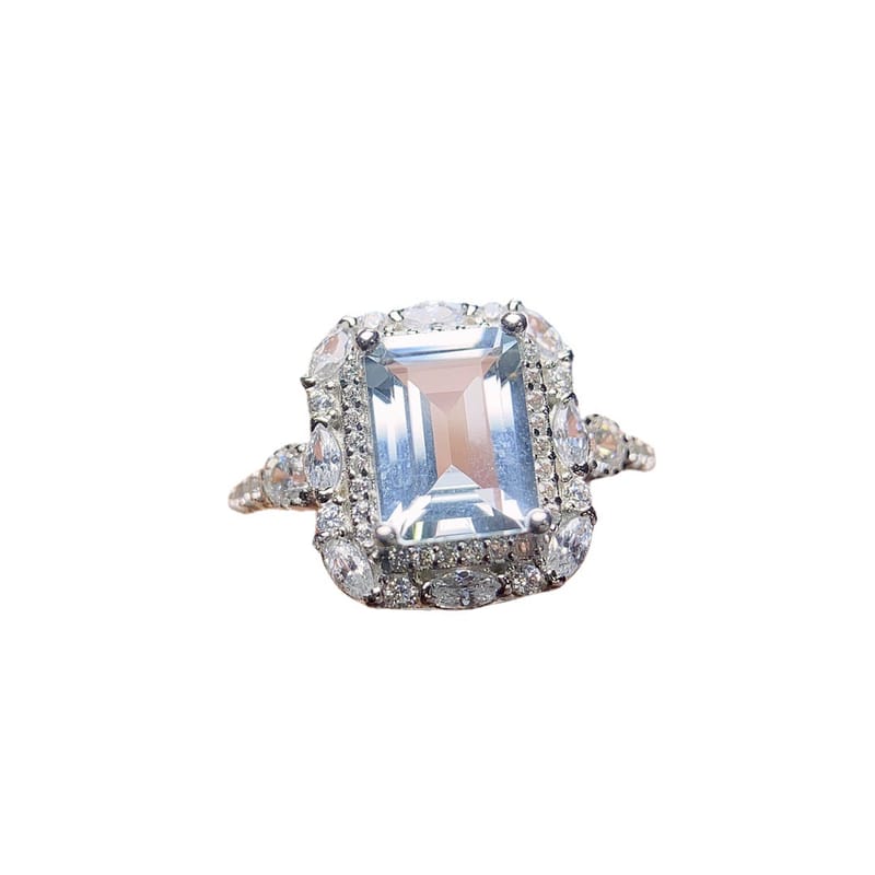 Natural aquamarine ring S925 silver with main stone 6*8mm 