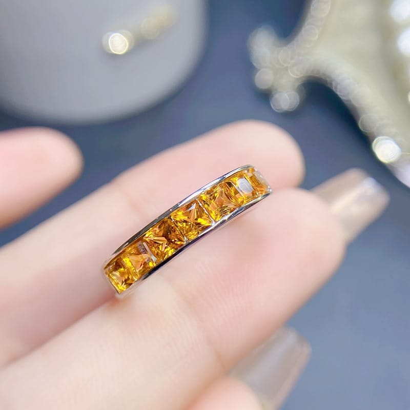 Simple 925 silver inlaid natural citrine ring ladies live ring tremolo supplied for testing