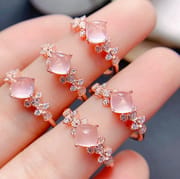 Simple natural pink crystal hibiscus Stone live mouth 5 * 5mm female ring live TikTok Foreign live wholesale