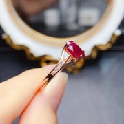 Factory wholesale explosions natural ruby ring S925 silver inlaid with the main stone 7*9 selling Europe and the United States a generation of hair