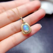 Fashion natural opal pendant 7*9mm ladies pendant simple fashion Opal bare stone 925 silver live wholesale