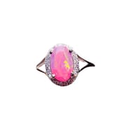 Factory wholesale explosions natural powder Opal ring S925 silver inlaid main stone 6*9 selling Europe and the United States a generation of hair
