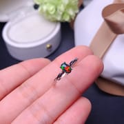 925 silver inlaid natural Australian Opal black opal blue moonlight ladies live ring live trembles wholesale