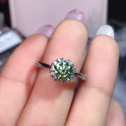 Green Mosang Diamond GRA Certificate Black Card Waist Code 925 Silver Plated Platinum New Women's Ring