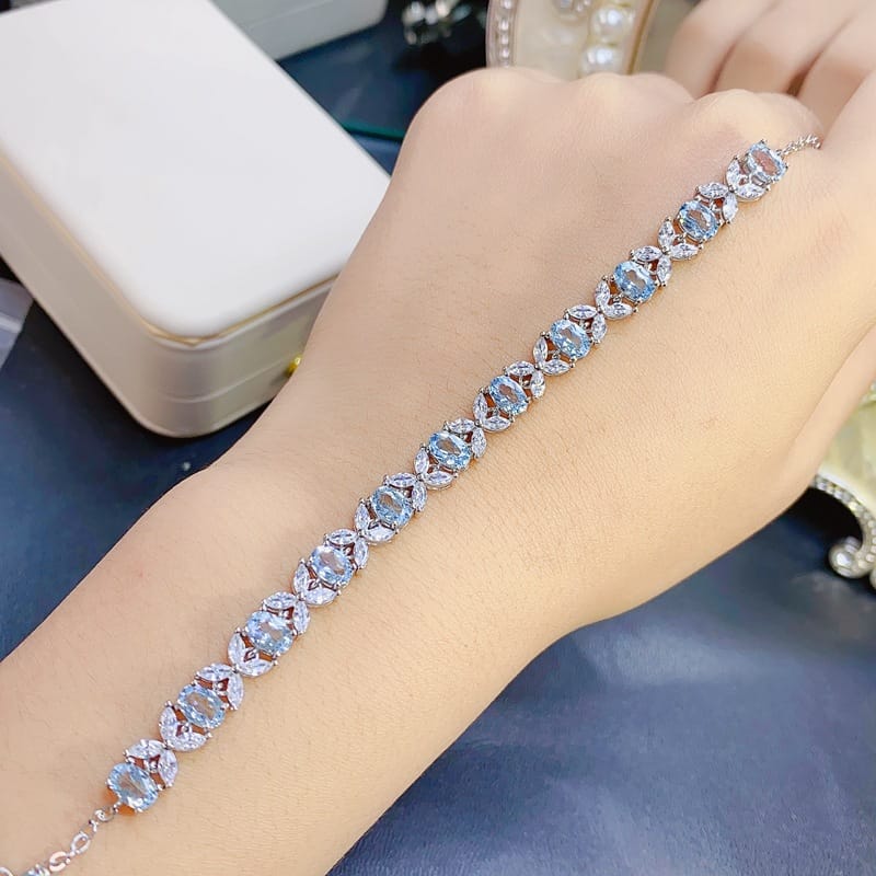New on the new natural Topaz bracelet 925 silver inlaid gift wholesale main stone 4*6 jewelry wholesale