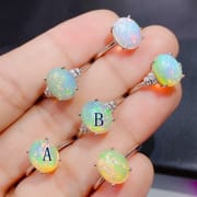 Natural colorful opal ring Fire color flash 925 silver jewelry ladies ring color treasure wholesale first-hand supply