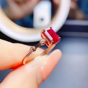 Factory wholesale explosions natural ruby ring S925 silver inlaid with the main stone 5*7 selling Europe and the United States a generation of hair