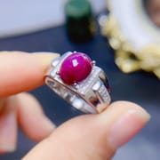 4 karat natural Ruby men's ring 925 silver adjustable cross-border e-commerce supply