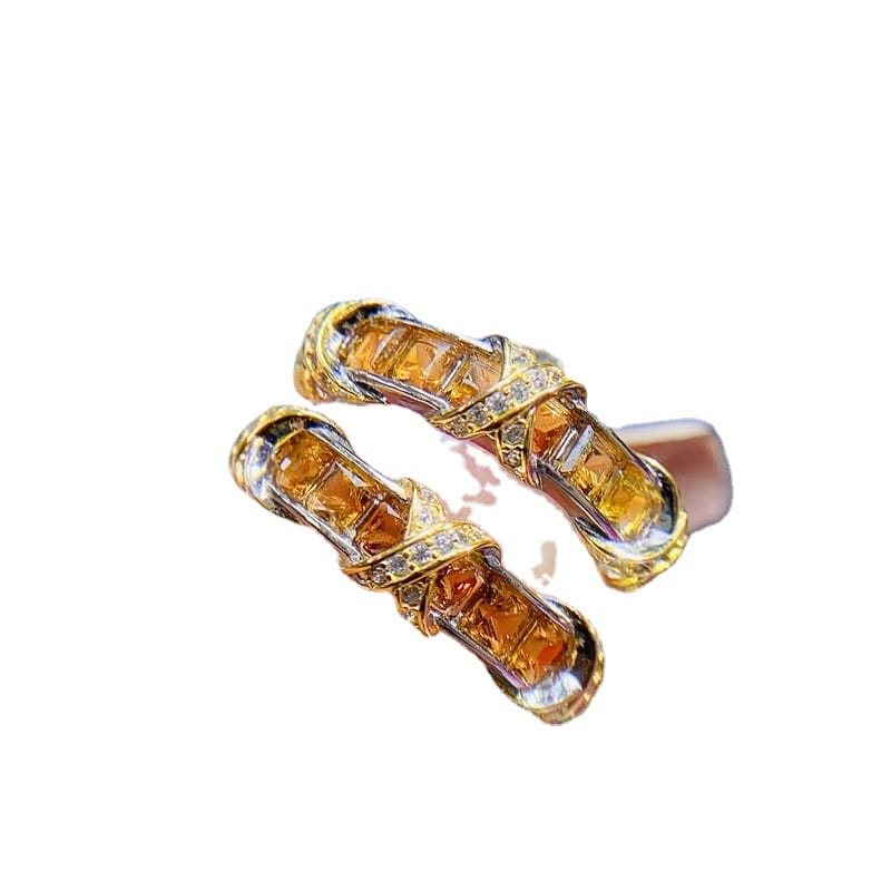 Japan and South Korea natural citrine ring 925 silver ladies live 3*3mm first-hand supply
