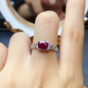 Factory wholesale explosions natural ruby ring S925 silver inlaid with the main stone 5*7 selling Europe and the United States a generation of hair