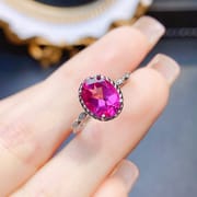 Factory wholesale explosions natural powder Topaz ring S925 silver inlaid main stone 7*9 selling Europe and the United States a piece