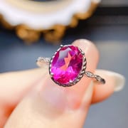 Factory wholesale explosions natural powder Topaz ring S925 silver inlaid main stone 7*9 selling Europe and the United States a piece