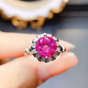 Factory wholesale explosions natural powder Topaz ring S925 silver inlaid main stone 8*8 selling Europe and the United States a piece