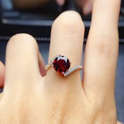 Factory wholesale explosions natural garnet ring S925 silver inlaid main stone 8*8 selling Europe and the United States a generation of hair