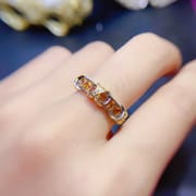 Japan and South Korea natural citrine ring 925 silver ladies live 3*3mm first-hand supply