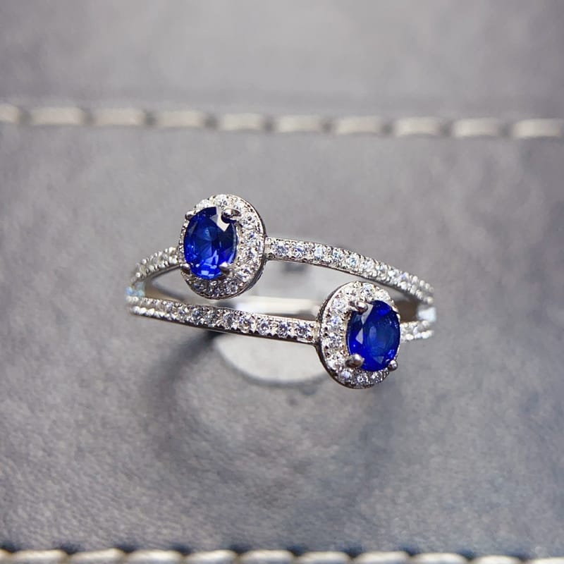 Natural sapphire ring with 925 silver for 3*4mm