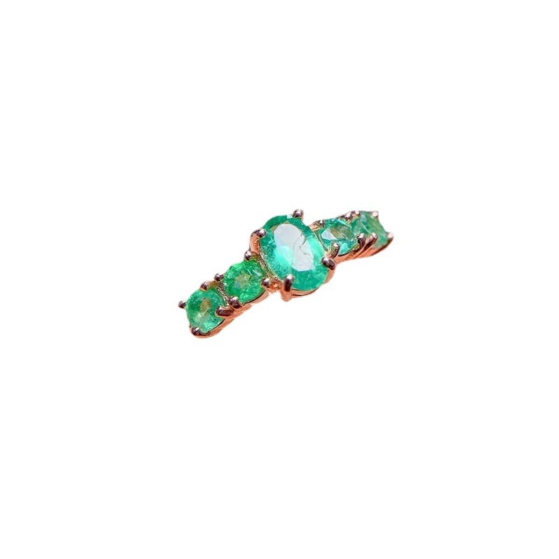 Natural Emerald ladies ring 4*6mm exquisite female ring 925 silver color beautiful detection